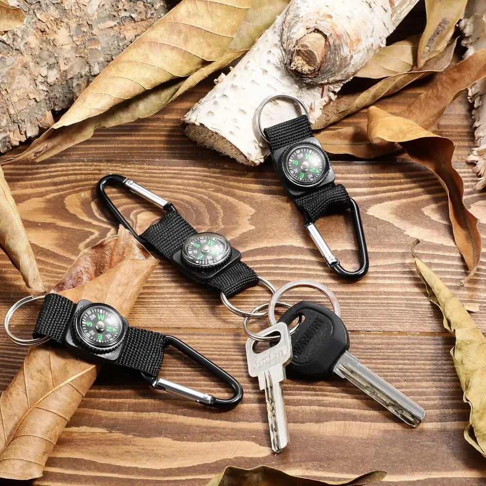 Outdoor Adventure Birthday Party - 대량 벨트 클립용 6개 나침반, 블랙