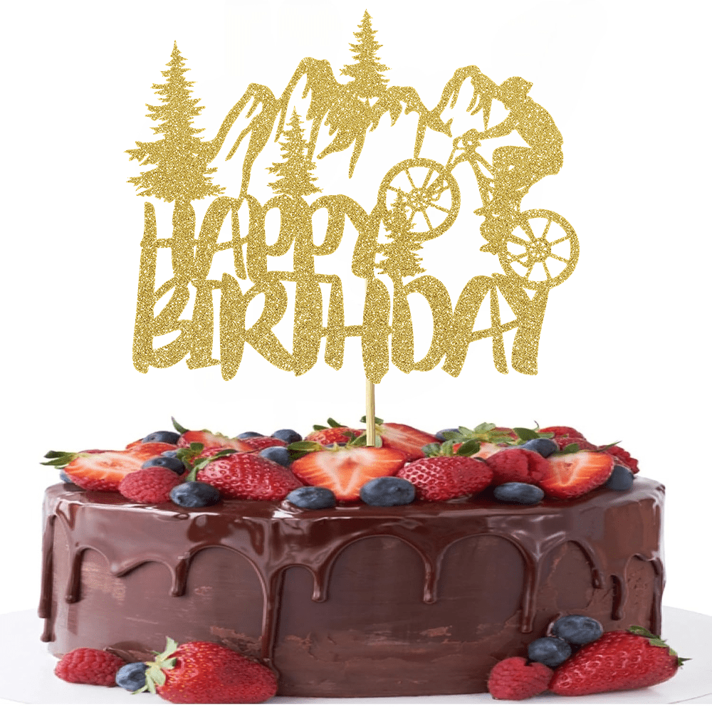 Outdoor Adventure Birthday Party - 1개 골든 글리터링 은퇴 케이크 토퍼