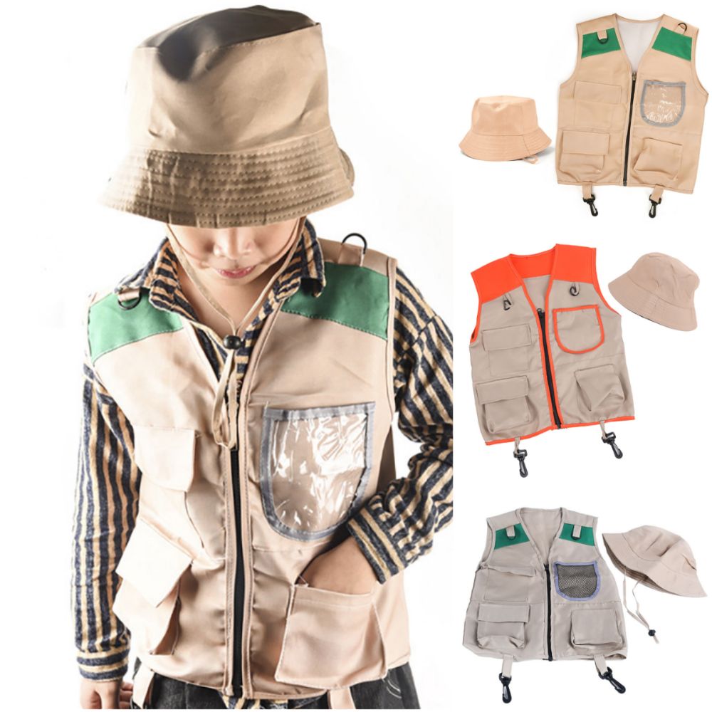 다채로운 색상의 어린이용 탐험가 모자와 조끼 세트, 옷 - Outdoor Adventure Kit For Kids 리뷰 및 가격